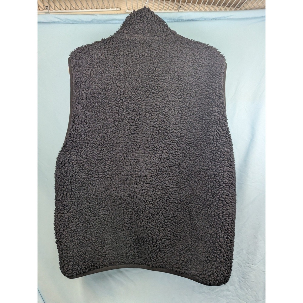 Stussy UNISEX Reversible Sherpa Black Fleece Zip Up Vest Pockets Logo Size Small - Picture 3 of 7